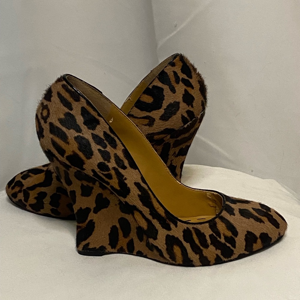 Nine West Leopard Wedges Cow Hide Fur